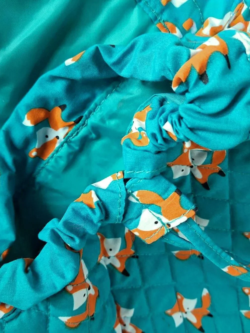 Fox Mini Lunch Bag Backpack Turquoise with Foxes - Fabric, Lightweight, Lined